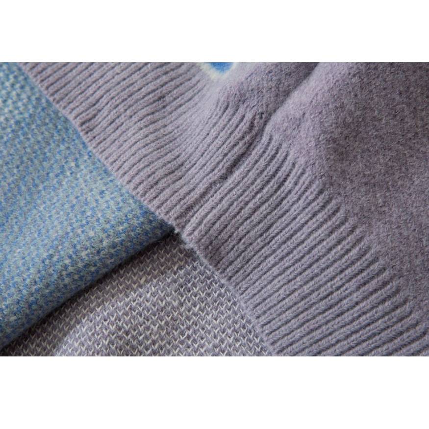Letters & Rabbit Pattern Turtleneck Sweater
