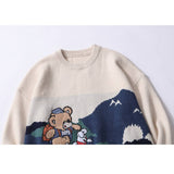 Bear & Rabbit Pattern Patchwork Sweater