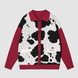 Cow Print Cardigan Sweater