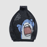 Cute Shark Pattern Turtleneck Knit Sweater