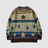 Vintage Pentagram Striped Knit Sweater