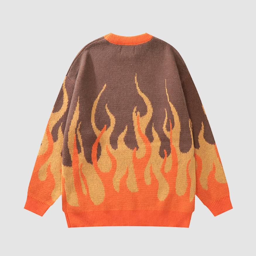 Maglione a maglia a due toni con modello di fiamma