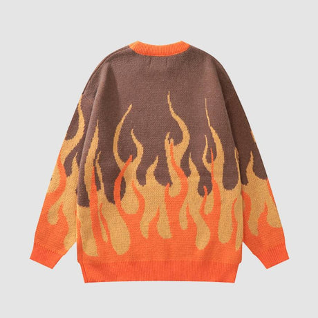 Two Tone Flame Pattern Knit Sweater