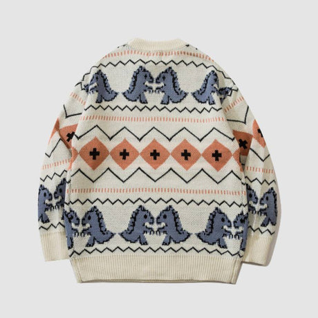 Dinosaur & Wave Pattern Sweater