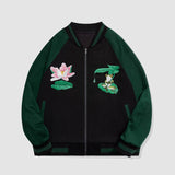 Lotus & Frog Pattern Embroidered Jacket