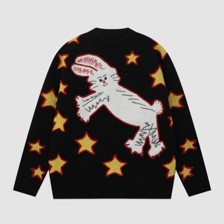 Süßer Pullover mit Kaninchen- und Sternenmuster