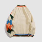 Colorido suéter Cardigan con patrón Argyle