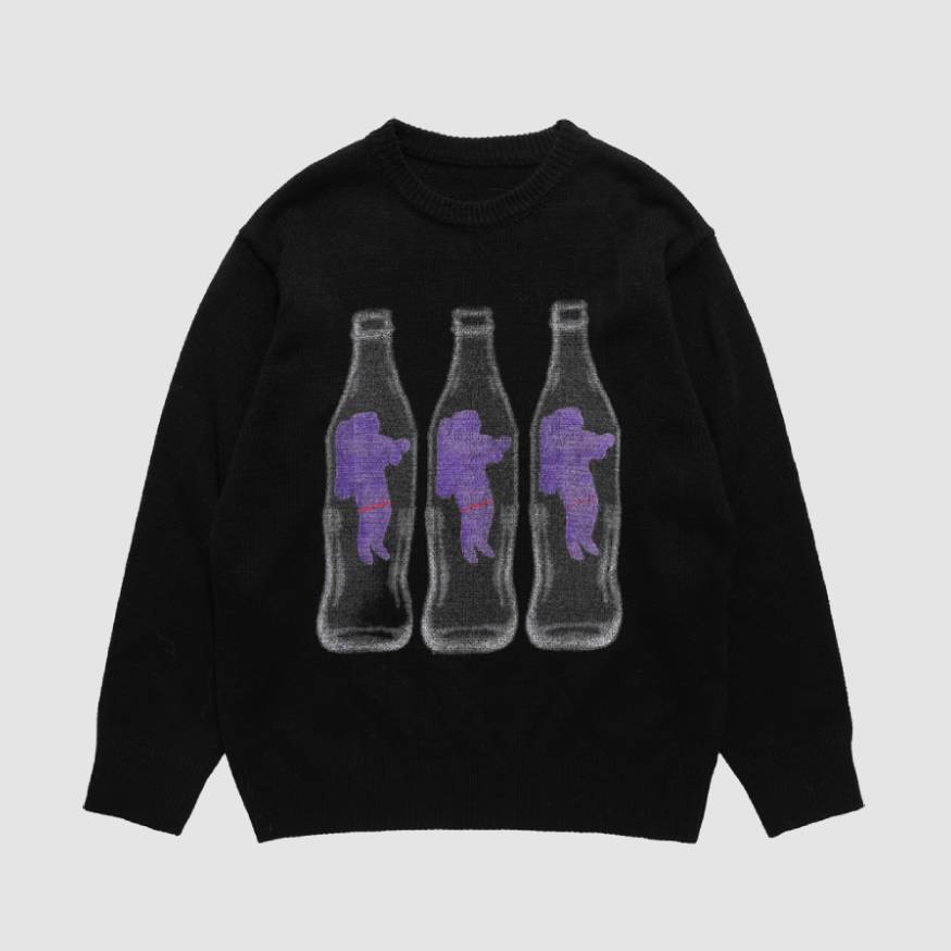 Bottle & Astronaut Pattern Sweater