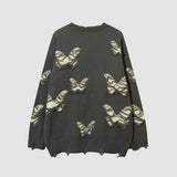 Pullover mit zerrissenem Schmetterlingsmuster