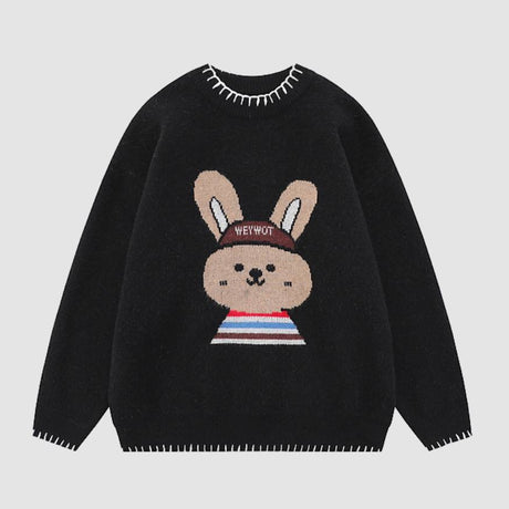 Cute Rabbit Pattern Trim Sweater