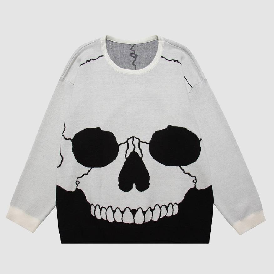 Pullover mit schrecklichem Totenkopf-Print