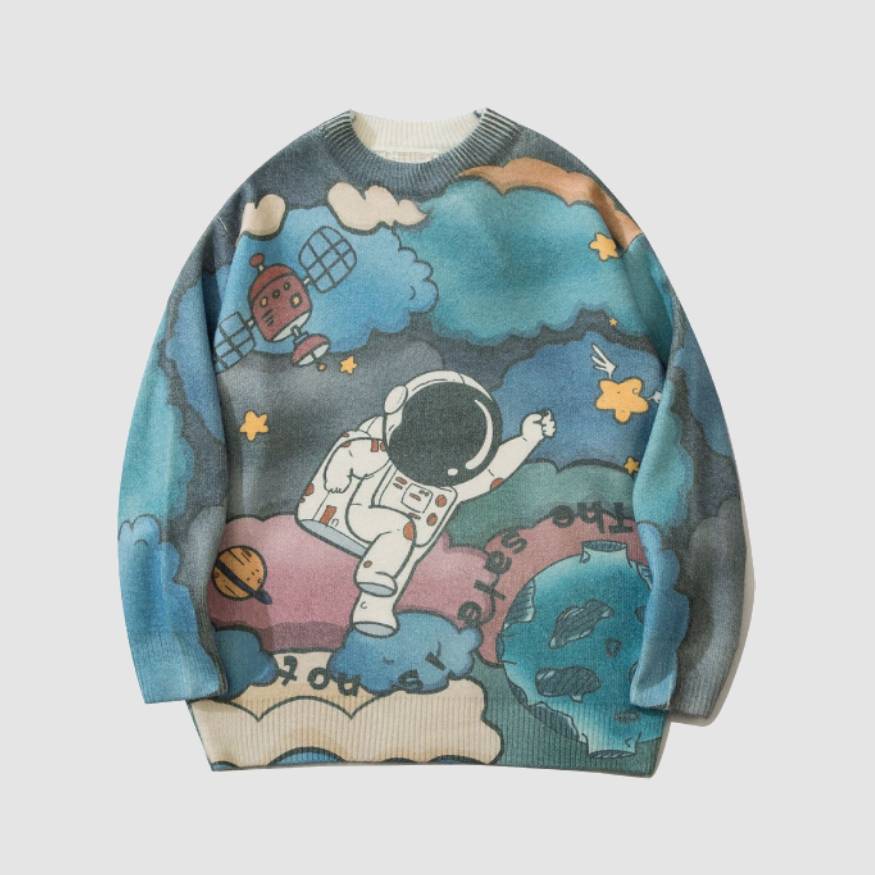 Pullover mit Sternen- und Astronautenmuster