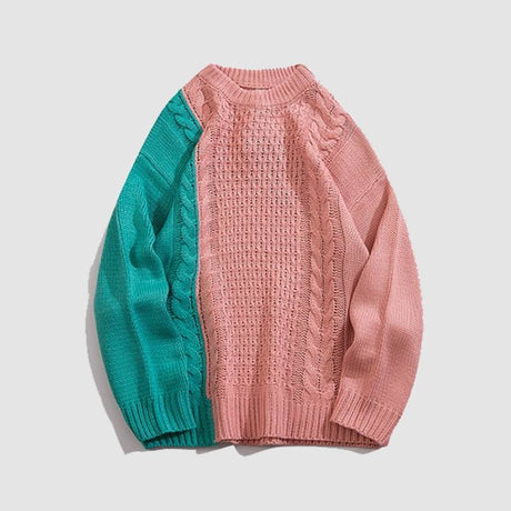 Suéter de punto mixto de contraste de color