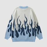 Two Tone Flame Pattern Knit Sweater