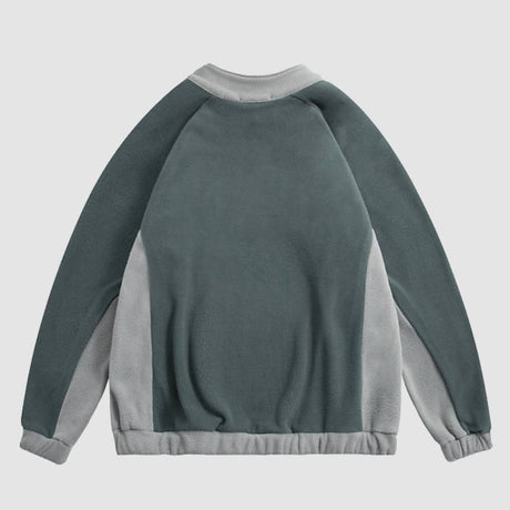 Farbnaht-Sweatshirt mit halbem Reißverschluss