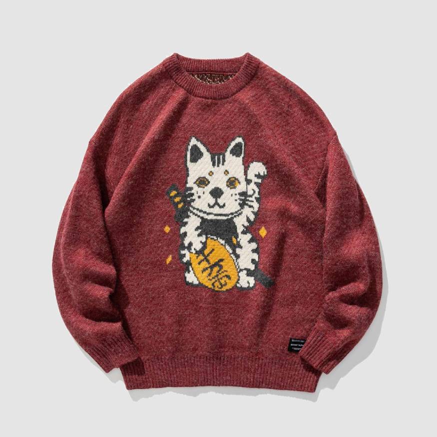 Lucky Cat Jacquard Sweater