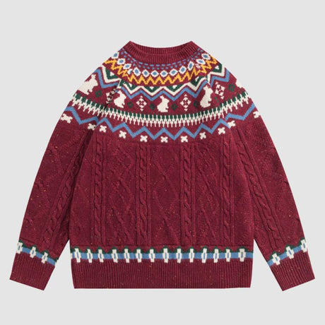 Ethnic Style Rabbit Pattern Sweater