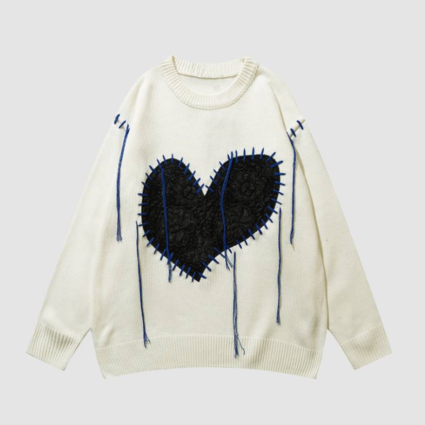 Tassel Heart Pattern Sweater