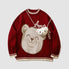 Pullover mit Smiley-Bären-Print + Bären-Minitasche