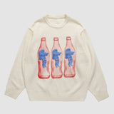 Suéter de punto con patrón de botella y astronauta