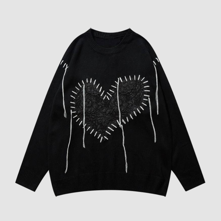 Tassel Heart Pattern Sweater