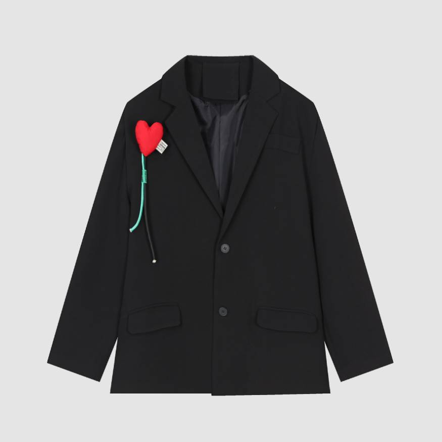 Blazer de decoración de flores en forma de corazón