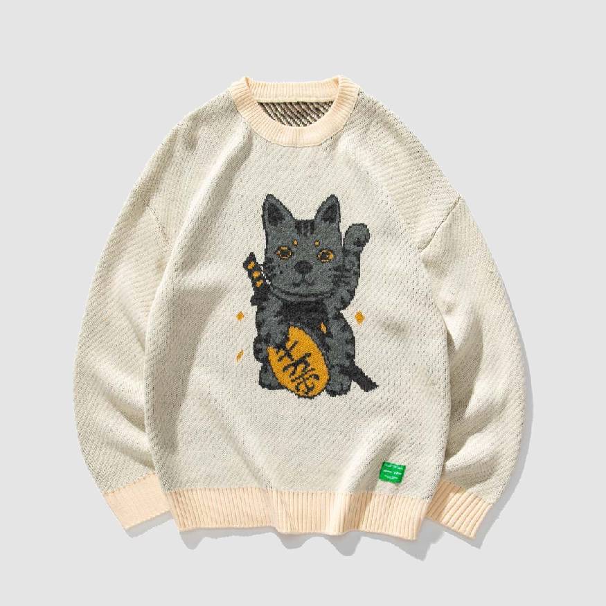 Lucky Cat Jacquard Sweater