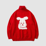 Rabbit Pattern Turtleneck Sweater