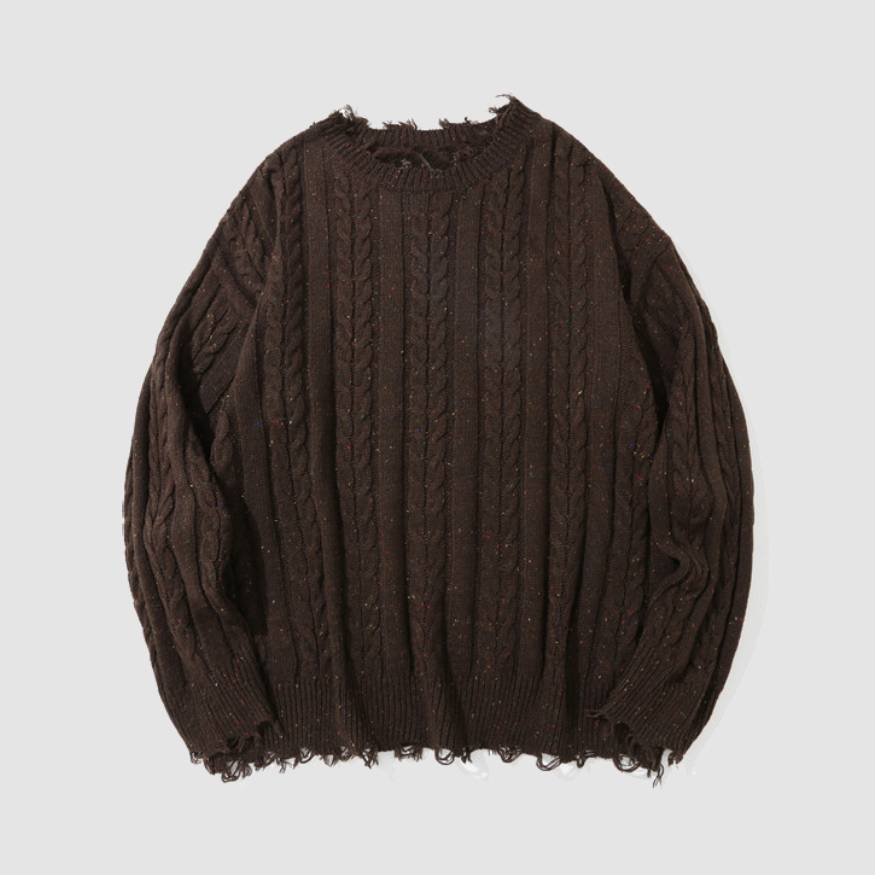 Cozy Raw Hem Cable-Knit Sweater