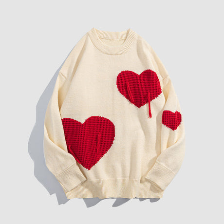 Suéter de punto de tres patrones de corazón