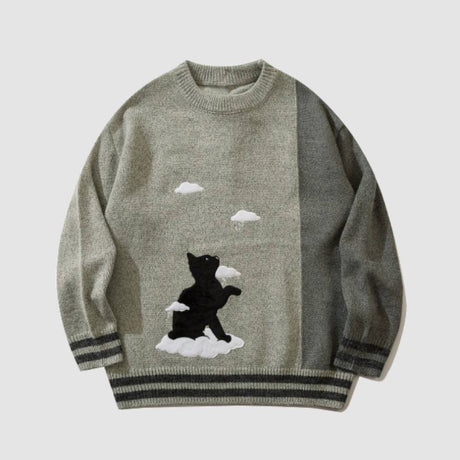 Suéter Cat & Cloud Pattern