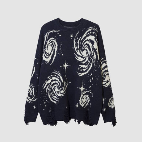 Pullover mit Sternenmuster und zerrissenem Saum