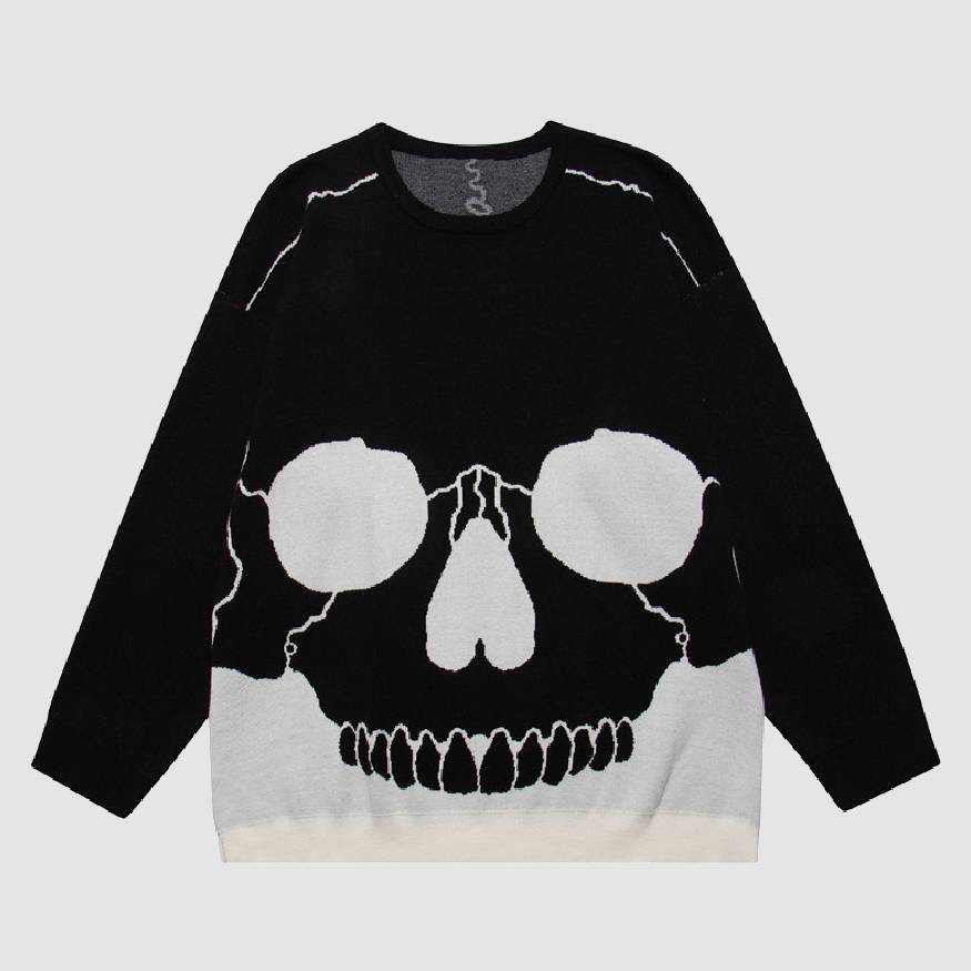 Pullover mit schrecklichem Totenkopf-Print
