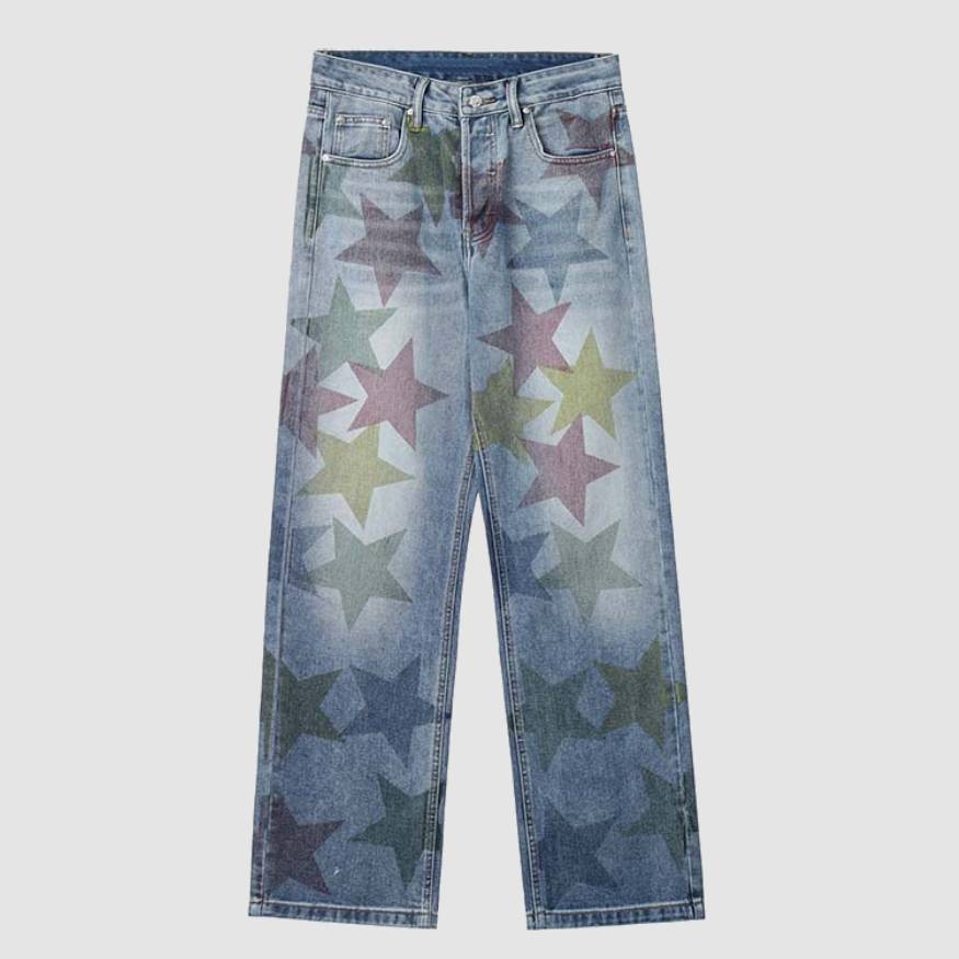 Colorful Pentagram Pattern Jeans