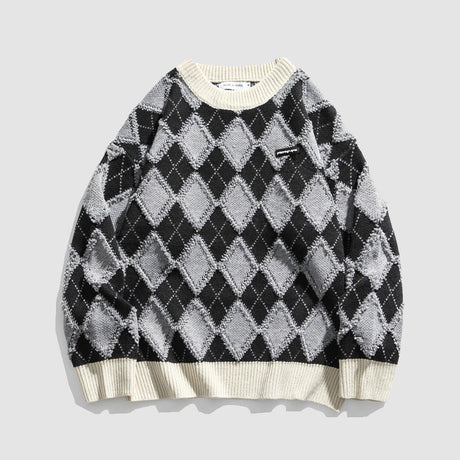 Argyle Patchwork Printed Sweater