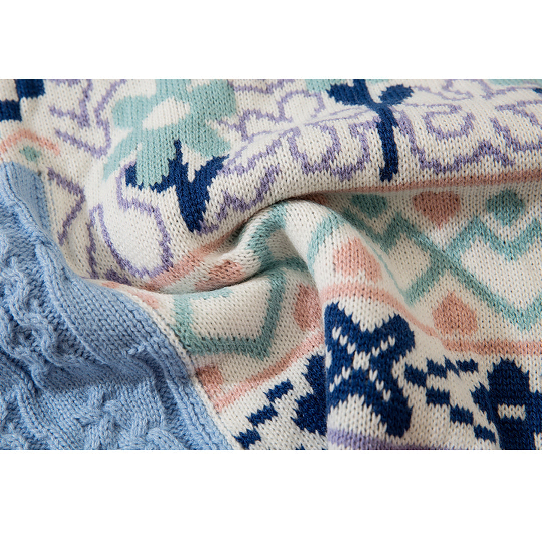 Ethnic Style Jacquard Stitching Knit Sweater