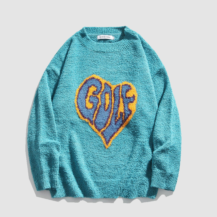 Street Love Embroidery Knit Sweater