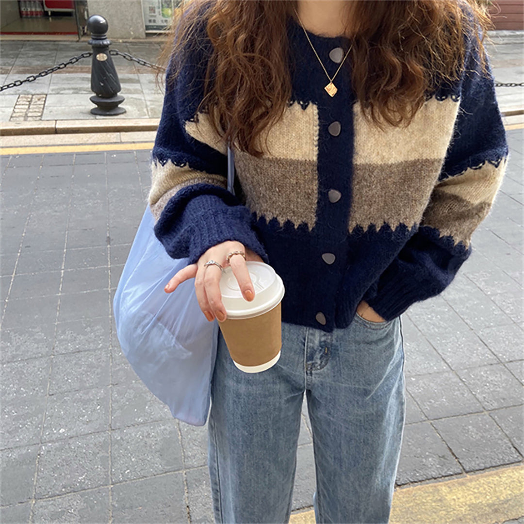 Korean Style Color Matching Stripe Sweater