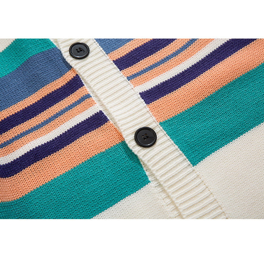 Striped Colorblock Knit Cardigan