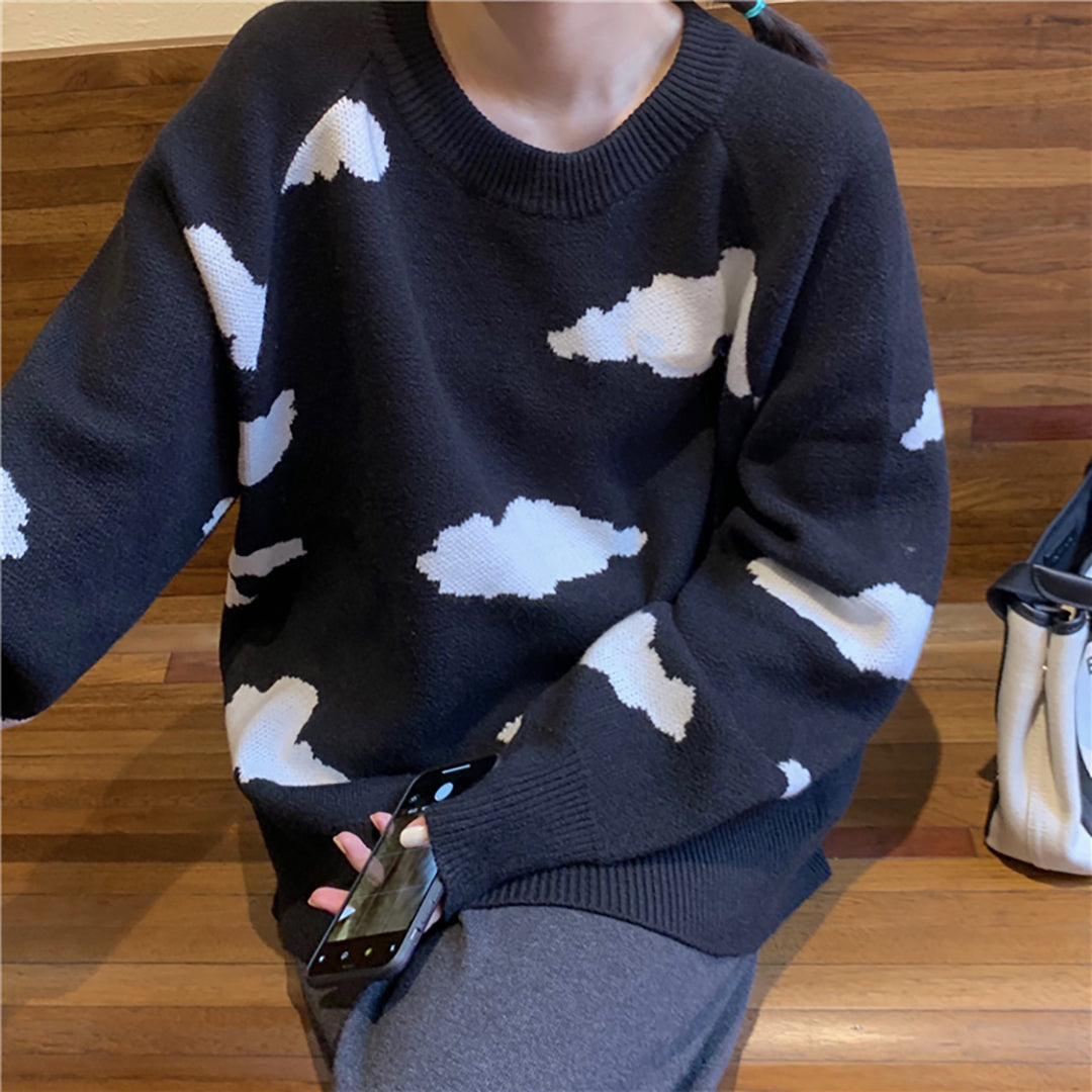 Clouds Print Knitted Sweater