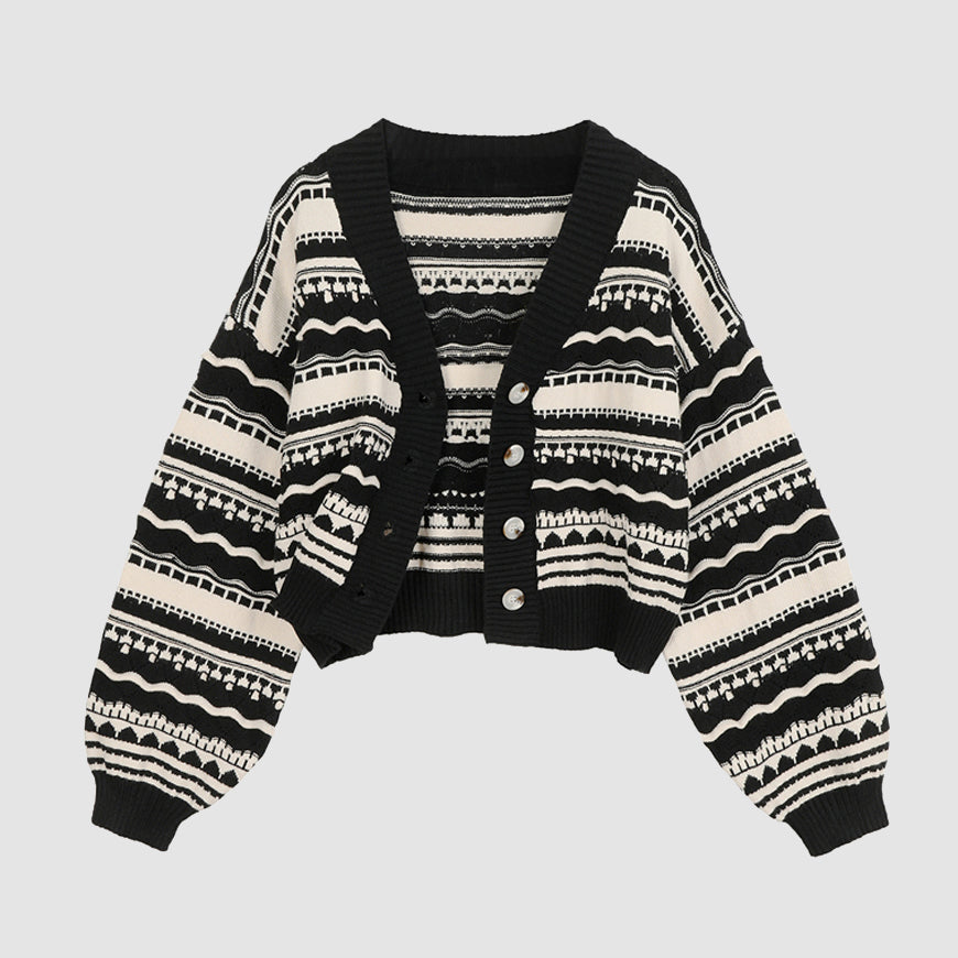 Stripe Cardigan Sweater | OLUOLIN