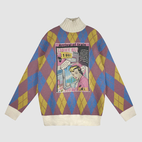 Vintage Turtleneck Argyle Sweater
