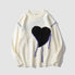 Heart Patch Embroidery Print Sweater