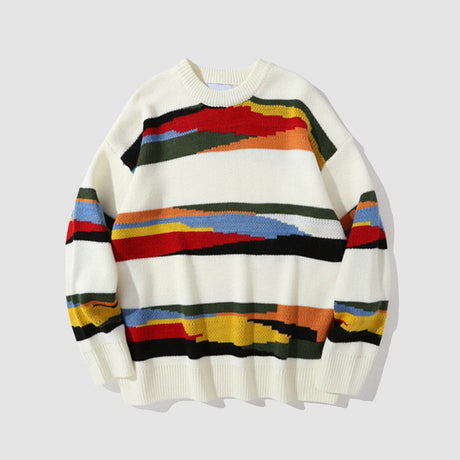 Rainbow Stripe Print Sweater