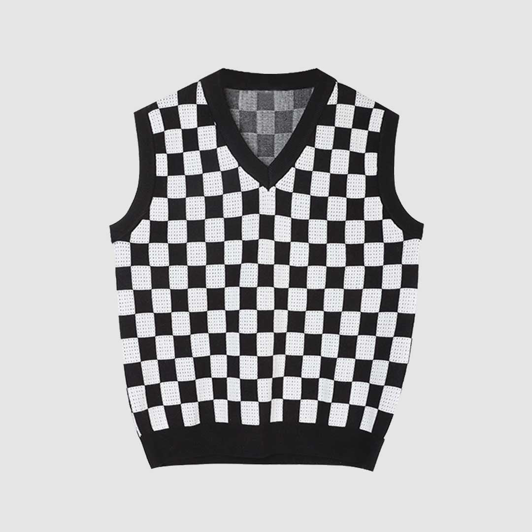 Checkerboard Vest Sweater